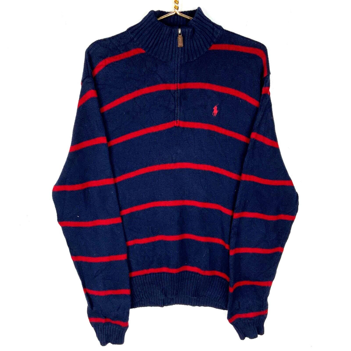 Vintage Polo Ralph Lauren Knit Sweater Large Blue 14 Zip Striped Graphic Tee – Bold Style · Perfect For Daily Wear