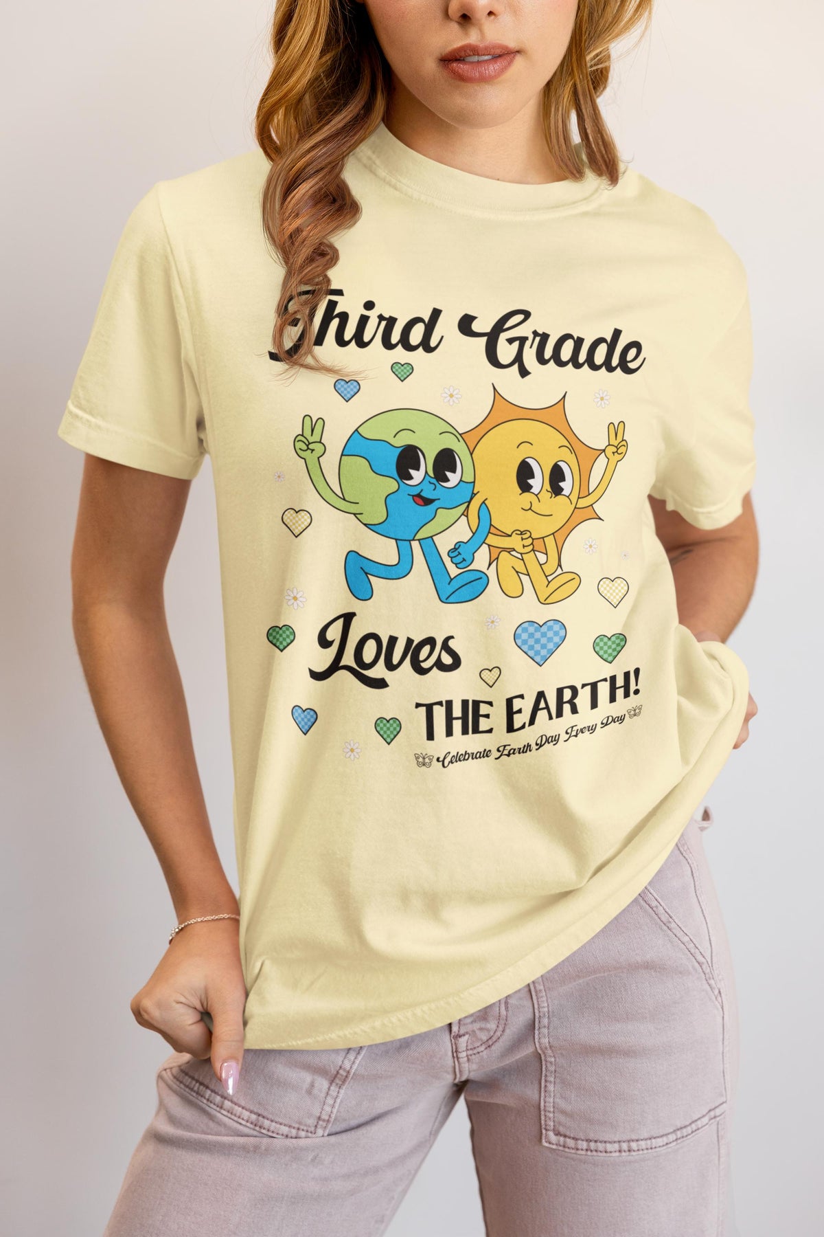 Third Grade Teacher or Crew Earth Day Tee Shirt Third Grade Loves the Earth Retro Groovy Save the Earth Environmental Climate Change Graphic Tee – Easygoing Wear · Perfect For Daily Wear