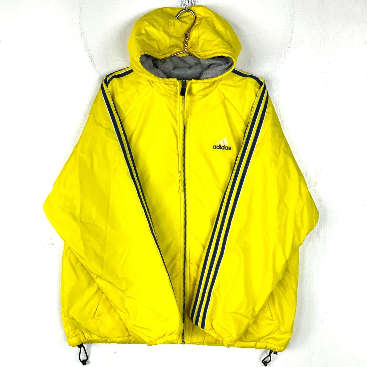 Vintage Adidas Jacket Size Large Yellow Gray Full Zip Reversible Hooded 90s Graphic Tee – Aesthetic Look · Trending Graphic Apparel
