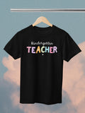 Kingergarten Teacher Tee Shirt for Kindergarten Crew Cute First Day of School TShirt Colorful 90s Scrapbook Vibe New Teacher Gift Graphic Tee – Aesthetic Look · Great Gift For Fans