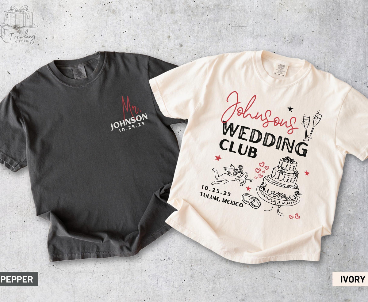 Newlyweds Shirts Just Married Custom Location Destination Weekend Tshirt Personalized Wedding Guest Gift Honeymoon Couples Matching Tees Graphic Tee – Warm & Stylish · Trending Graphic Apparel