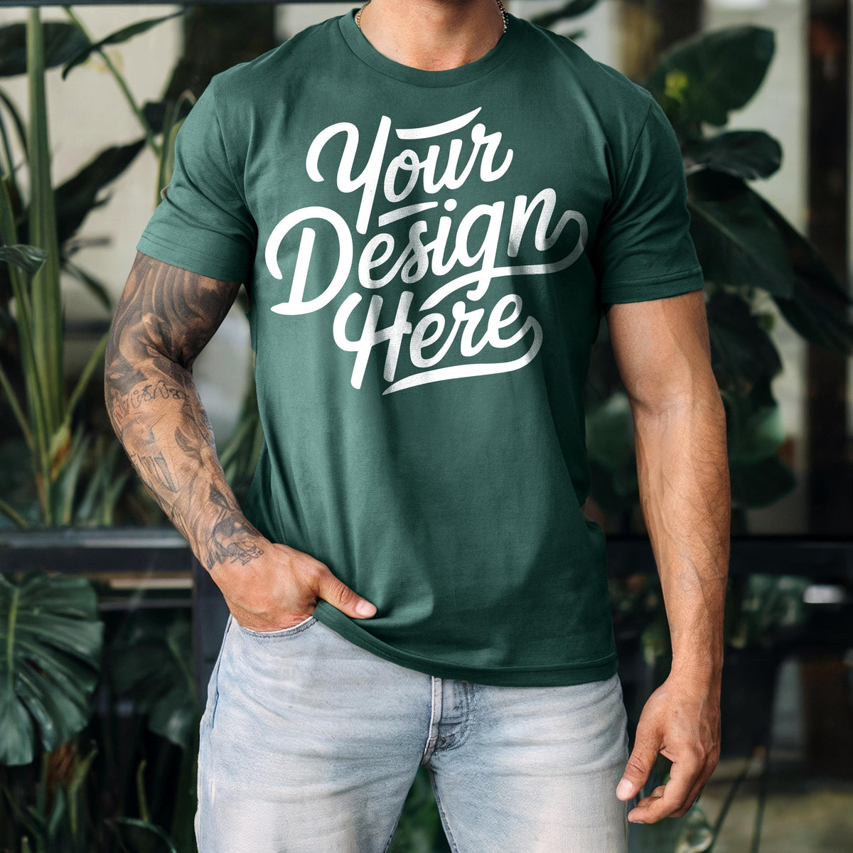 Men39s Forest Green Bella Canvas 3001 T Shirt Mockup Bella Canvas Shirt Mockup Green Shirt Mockup Shirt Mockup Forest Green Male Tee Graphic Tee – Premium Graphic · Great Gift For Fans