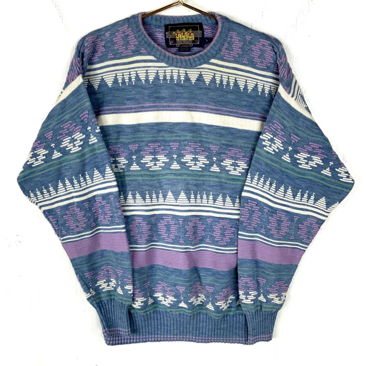 Vintage Chaps Ralph Lauren Knit Sweater Large Blue Crewneck Made In Usa Pattern Graphic Tee – Everyday Comfort · Must-Have Style