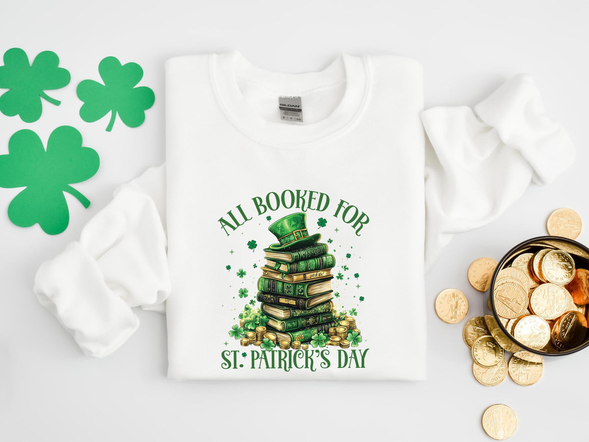 Book Love St Patrick39s Day Sweatshirt Shamrock Book Sweatshirt Lucky Bookish Sweatshirt Irish Book Lover Shirt Paddy39s Day Book Sweater Sweatshirt – Warm & Stylish · Trending Graphic Apparel