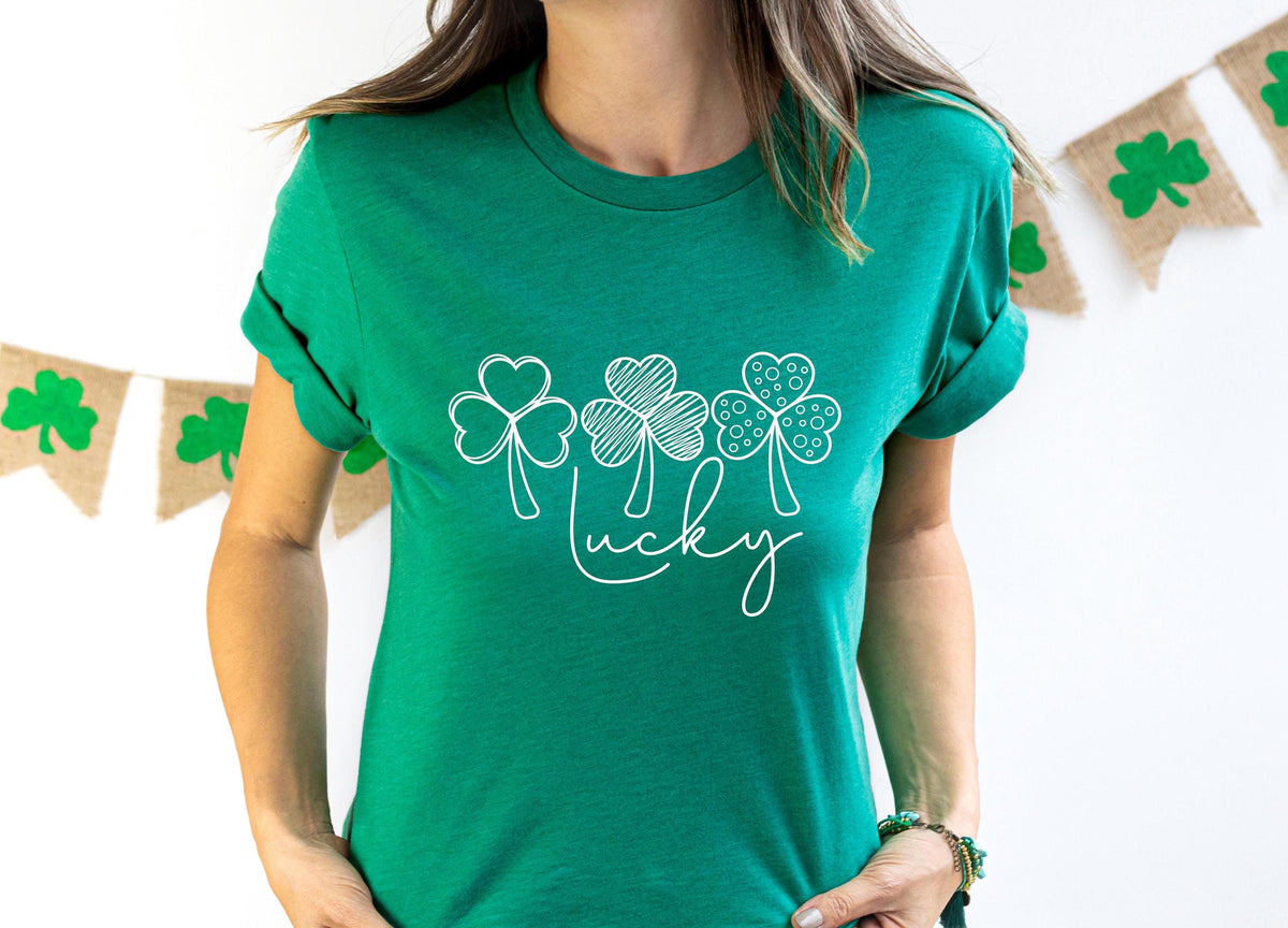 Lucky Sweatshirt Clover Sweatshirt St Patricks Day Sweatshirt Saint Patrick39s Pullover Lucky Sweater Clovers Simple Holiday Sweater Sweatshirt – Bold Style · Must-Have Style