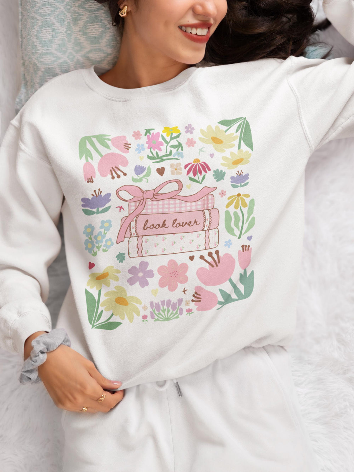 Book Lover Sweatshirt with Flowers Romance Reader Bookish Shirt for Bookworm School Librarian Gift for Reading Teacher Read More Books Sweatshirt – Everyday Comfort · Perfect For Daily Wear