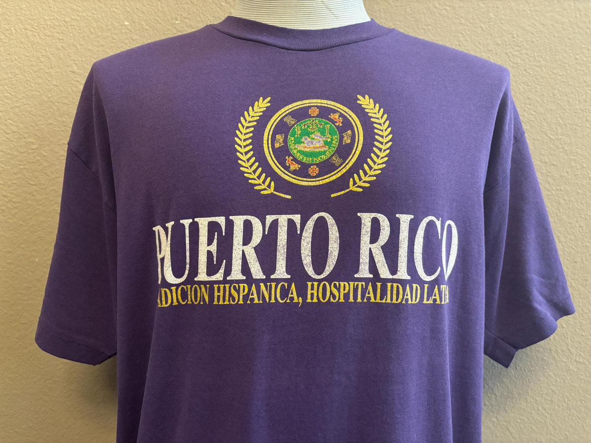 Vintage 90s Puerto Rico Tradicion Hispanica Hospitalda Latina Sigil Tshirt XL Graphic Tee – Fan Favorite · Trending Graphic Apparel
