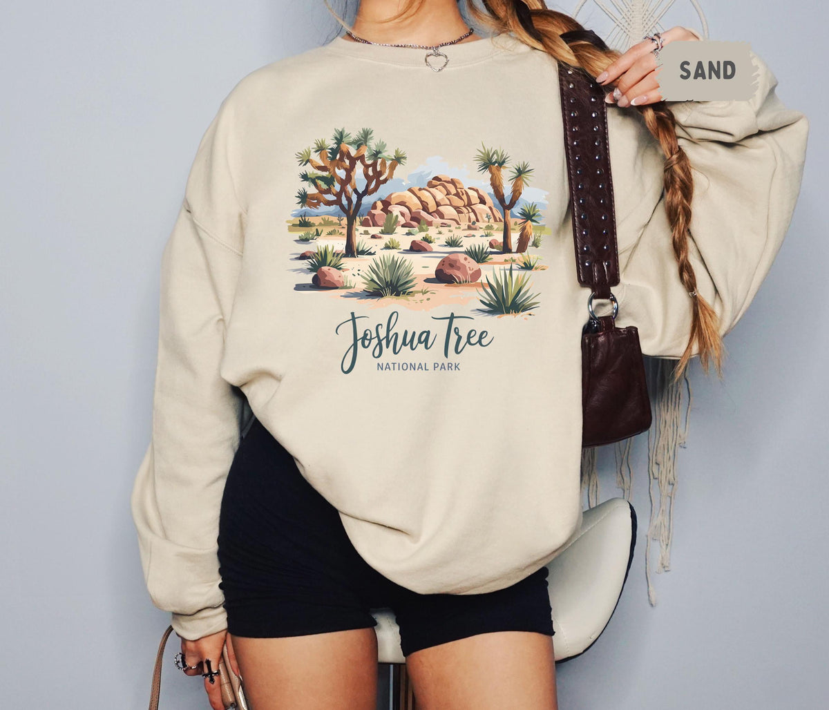 Joshua Tree National Park Sweatshirt Desert Landscape Jumper Nature Lover Gift Adventure Travel Top Outdoor Enthusiast Pullover Hiking Sweatshirt – Fan Favorite · Great Gift For Fans