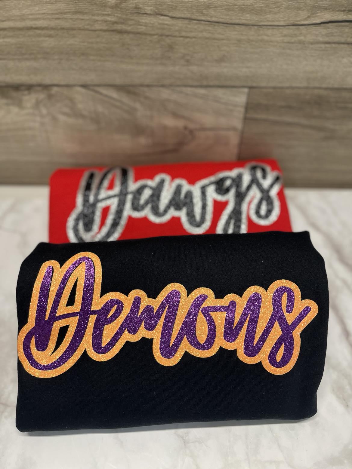 Custom Glitter School Spirit Shirt Customize with your School Mascot and 2 Glitter Colors Made with Real Glitter Graphic Tee – Soft Feel · Must-Have Style