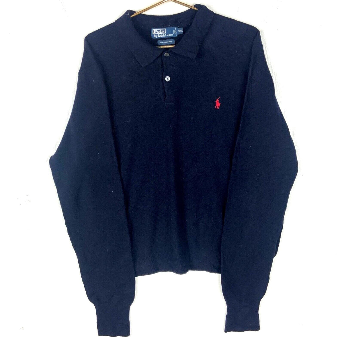 Vintage Polo Ralph Lauren Knit Wool Sweater 2XL Blue Henley Graphic Tee – Warm & Stylish · Great Gift For Fans