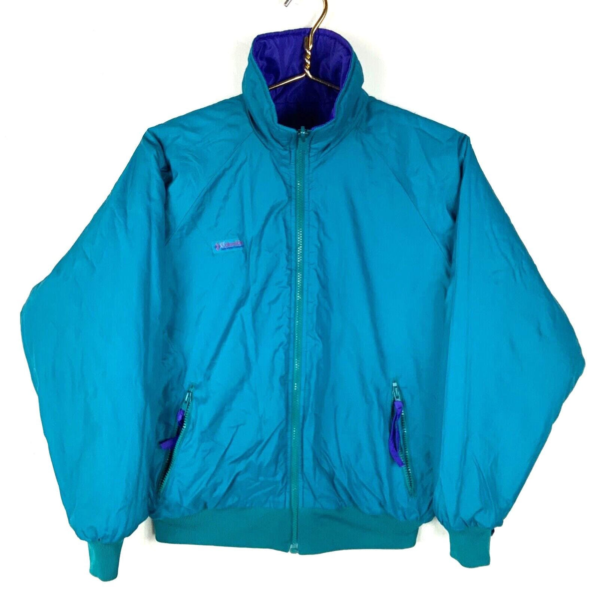 Vintage Columbia Womens Reversible Bomber Jacket Medium Blue Purple Full Zip 90s Graphic Tee – Soft Feel · Great Gift For Fans