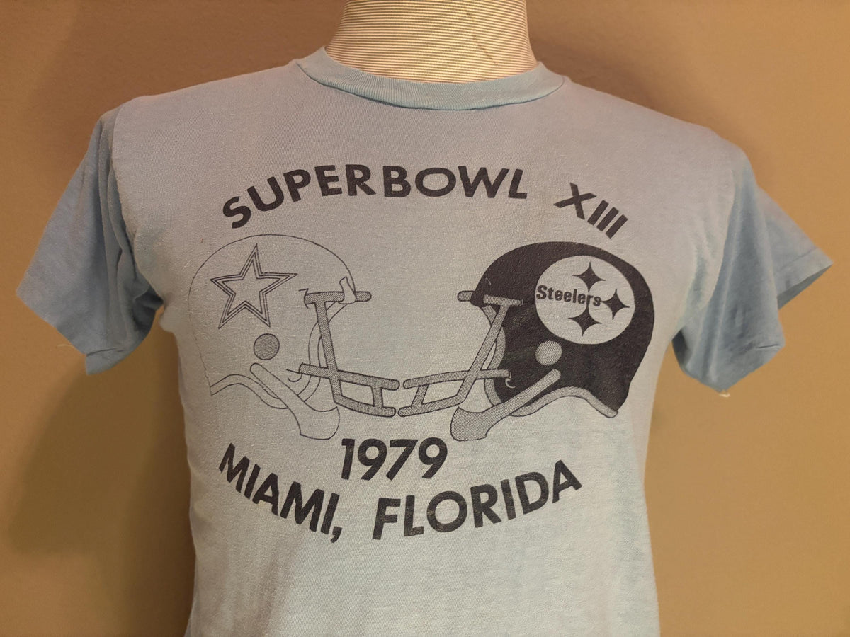 Vintage 70s Super Bowl XIII Miami Florida 1979 Pittsburgh Steelers and Dallas Cowboys Tshirt M Graphic Tee – Fan Favorite · Must-Have Style