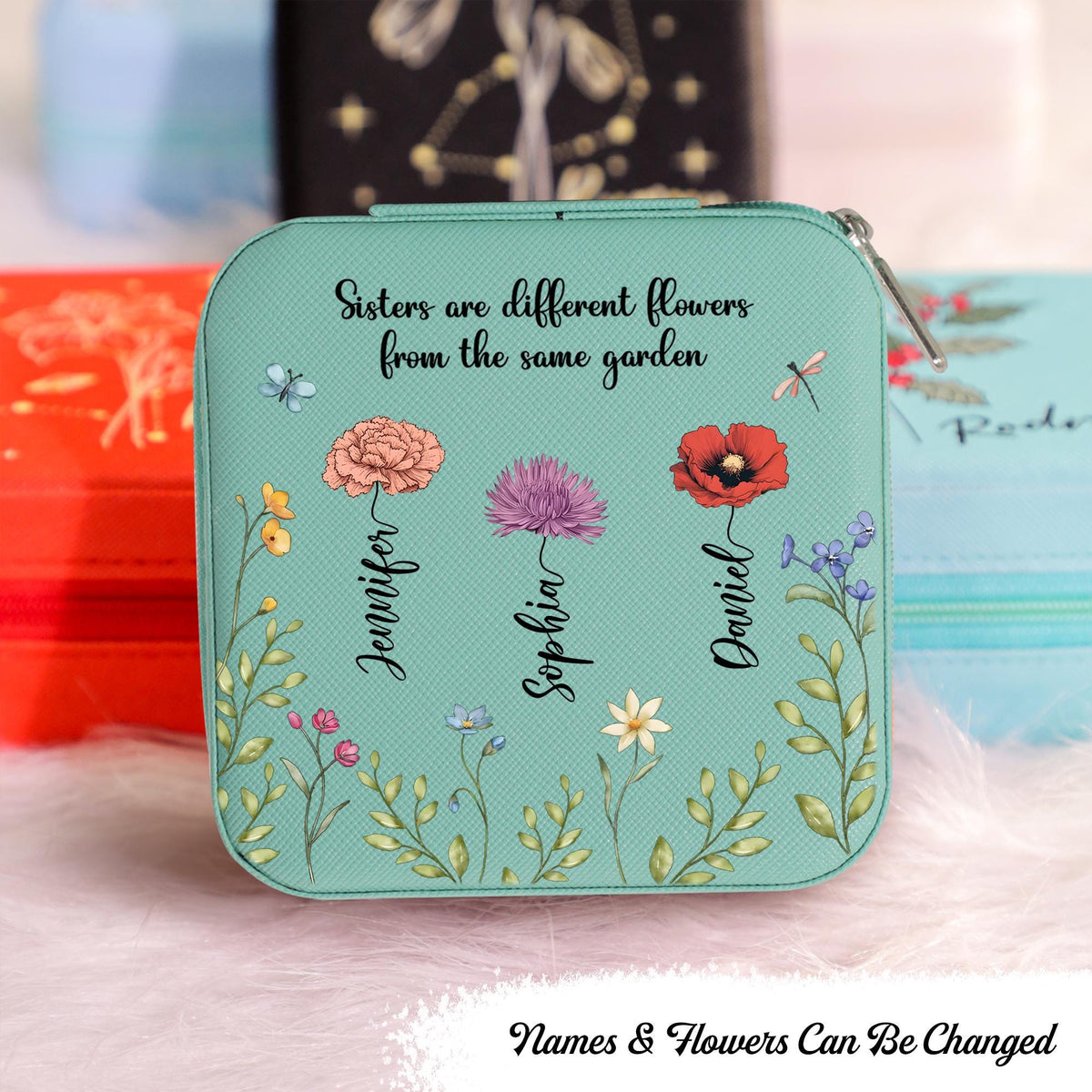 Personalised Gift For Sister Sisters Are Different Flowers From The Same Garden Jewelry Box Sister Gifts From Sister Sister Birthday Gift Graphic Tee – Easygoing Wear · Trending Graphic Apparel