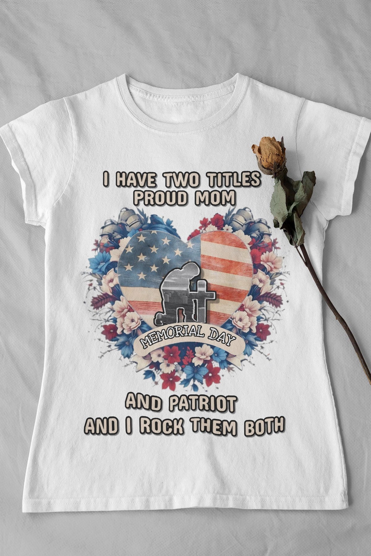 Memorial Day Shirt Proud Mom and Patriot Tee American Flag Heart Design with Fallen Soldier Tribute Perfect Gift for Military Families Graphic Tee – Easygoing Wear · High-Quality Print