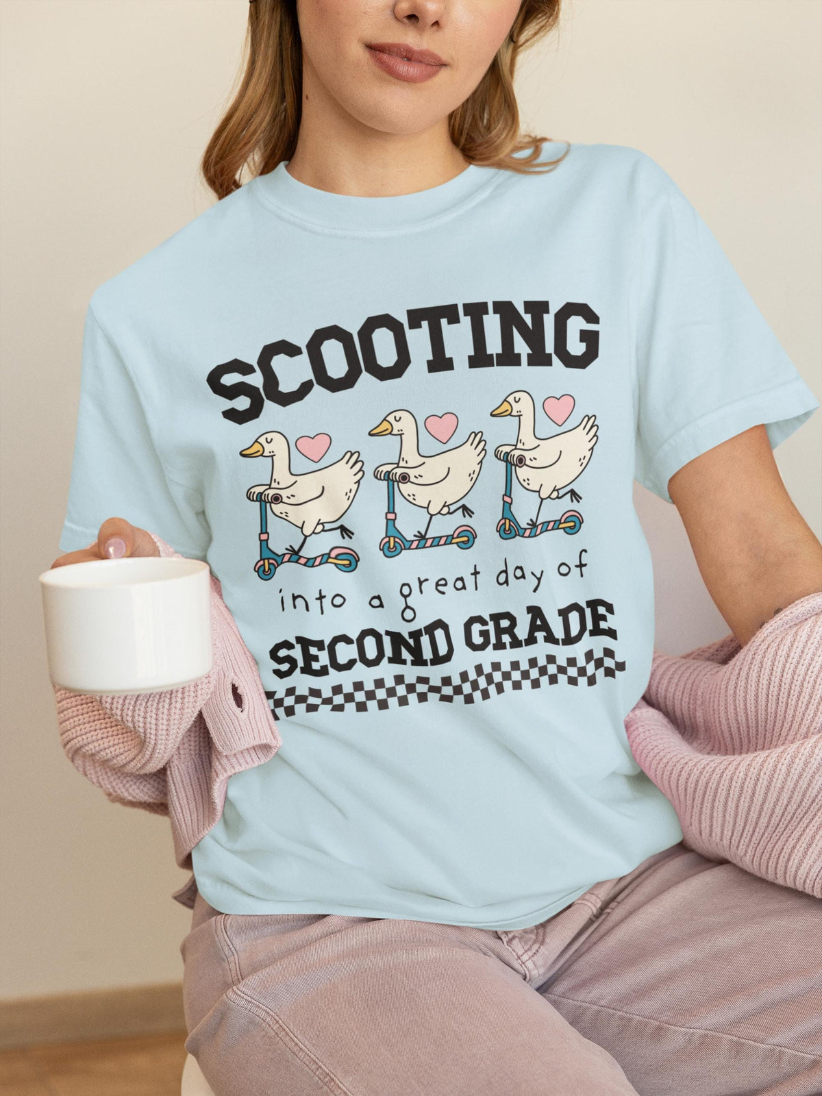 Second Grade Teacher TShirt for Teacher Who Loves Silly Geese Funny Saying Second Grade Crew Tee with Hearts Animal Lover Teaching Major Graphic Tee – Premium Graphic · Must-Have Style