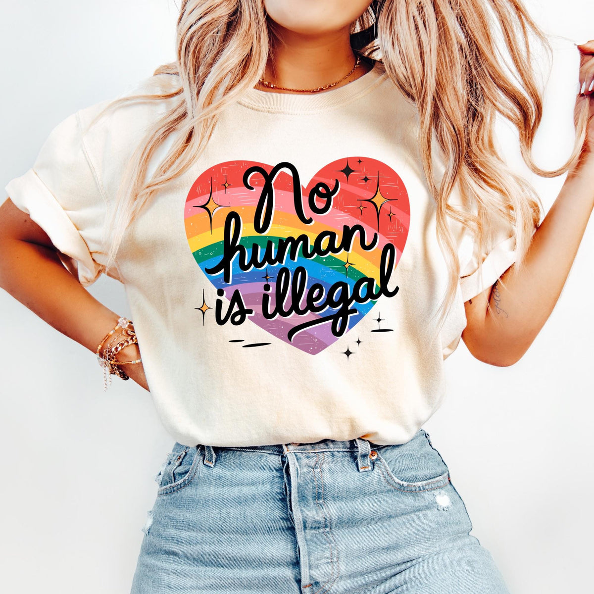 No Human is Illegal Keep The Immigrant Shirt Social Justice Shirt Racial Equality Tee Anti Racist Shirt Political Tshirt Graphic Tee – Premium Graphic · High-Quality Print