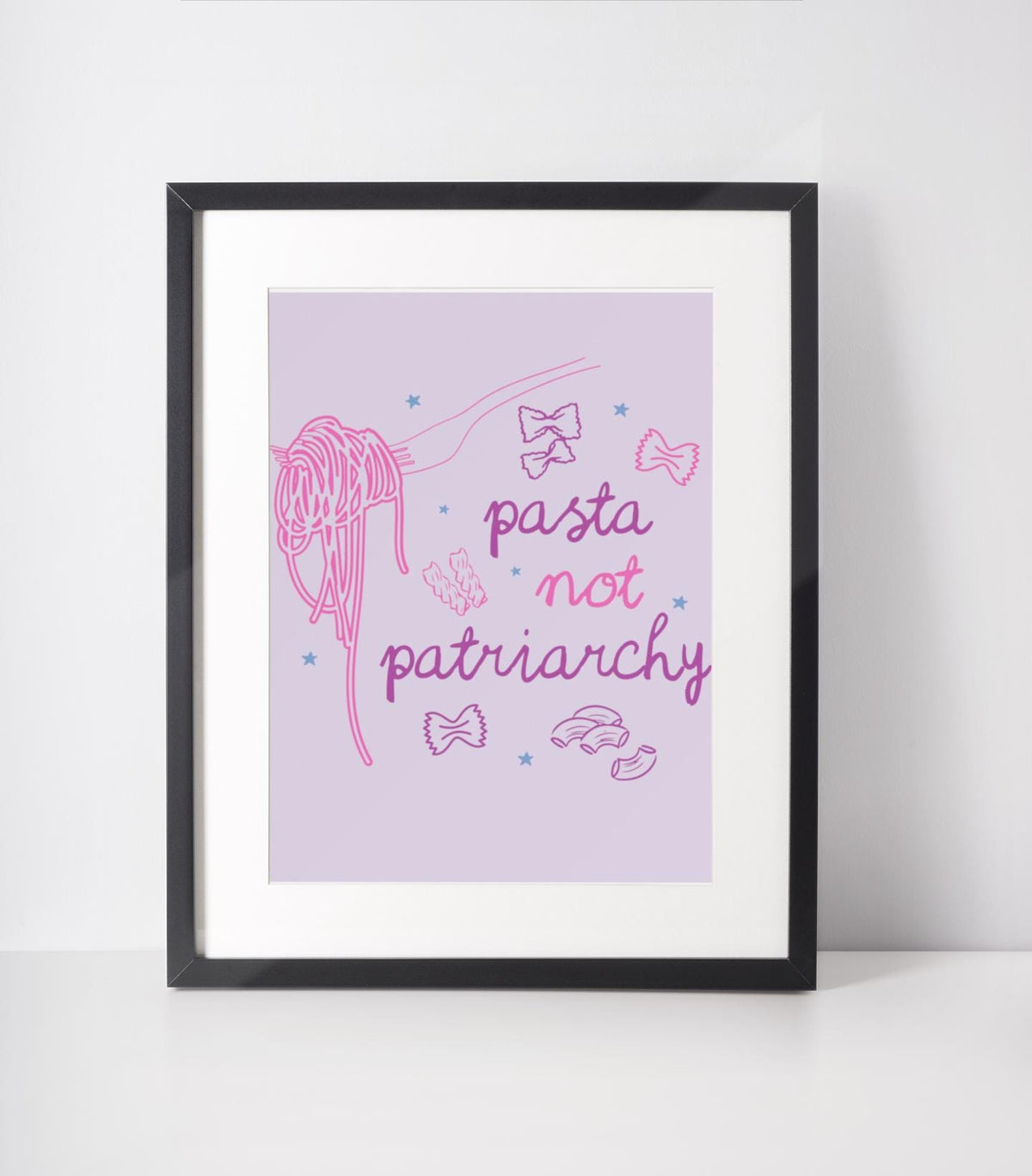 Pasta Not Patriarchy Funny Saying Feminist Poster Print with Stars and Spaghetti Cute Women39s Rights or Equal Rights Leftist Kitchen Decor Graphic Tee – Everyday Comfort · Perfect For Daily Wear