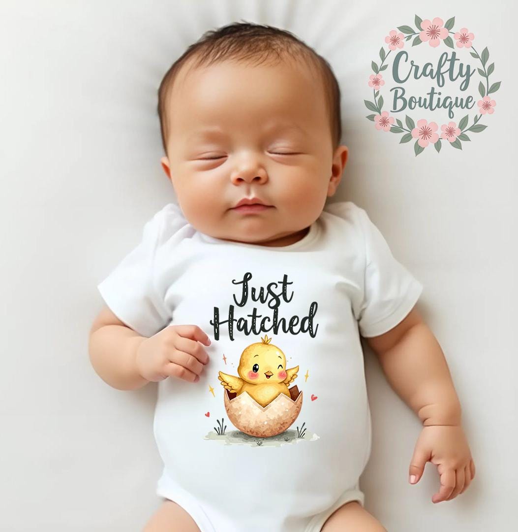New Baby Outfit Just Hatched Baby Grow Easter Sleep Suit Romper Gift Bib Newborn Set Easter Chic Announcement Newborn Outfit 1129 Graphic Tee – Premium Graphic · Perfect For Daily Wear