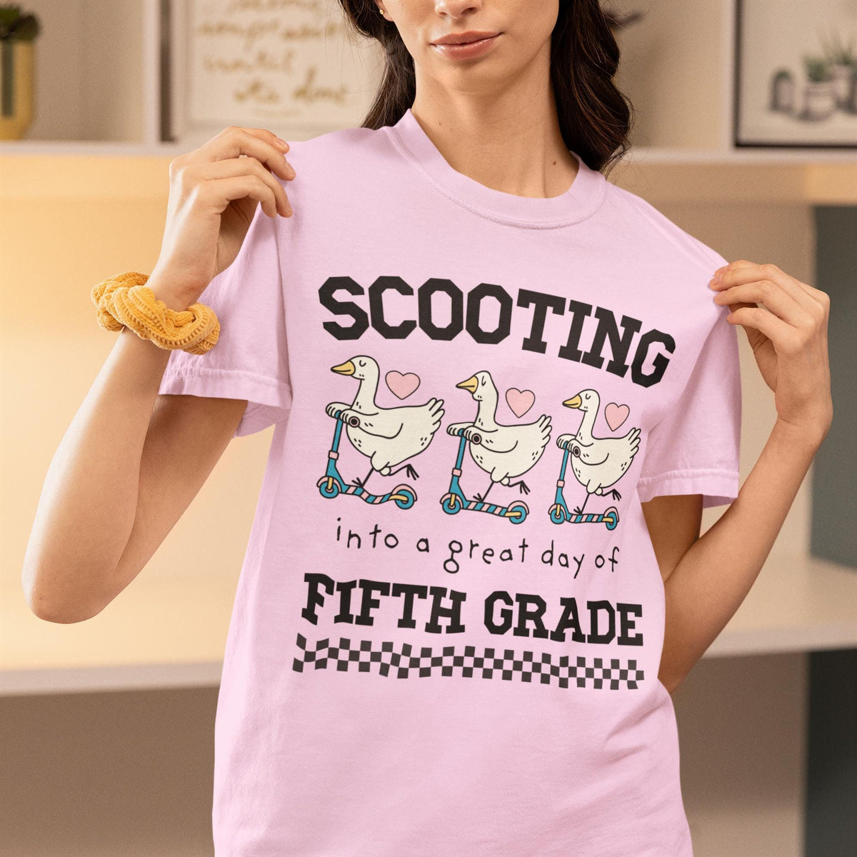 Fifth Grade Teacher Tee Shirt for Teacher Who Loves Silly Geese Funny Saying Animal Lover Fifth Grade Crew Tee with Hearts Teaching Major Graphic Tee – Aesthetic Look · Must-Have Style