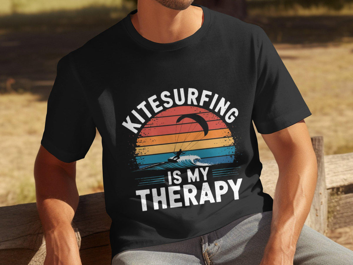 Kitesurfing is My Therapy TShirt Funny Therapy Mens Tee Kitesurf Tee Beach Lover Shirt Surfing Therapy Shirt Gift for Surfer Graphic Tee – Soft Feel · Top Pick For Any Outfit