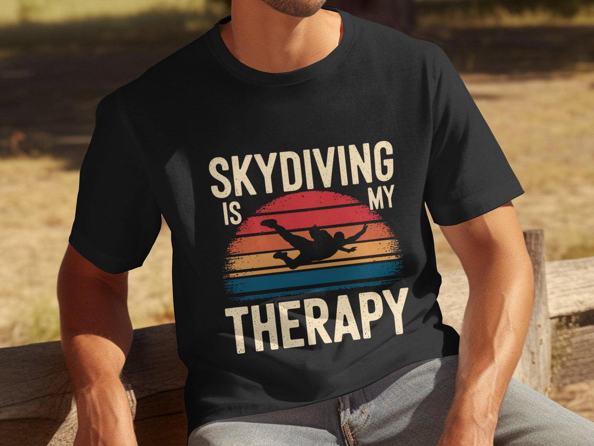 Skydiving Is My Therapy T Shirt Mens Funny Therapy Shirt Vintage Skydiving Tee Unique Skydive Gift Therapy Lovers Shirt Graphic Tee – Bold Style · Top Pick For Any Outfit