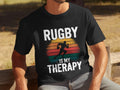Rugby Is My Therapy TShirt Mens Funny Therapy Shirt Vintage Rugby Graphic Tee Soft Cotton Rugby Shirt Gift for Rugby Fans Graphic Tee – Warm & Stylish · Trending Graphic Apparel