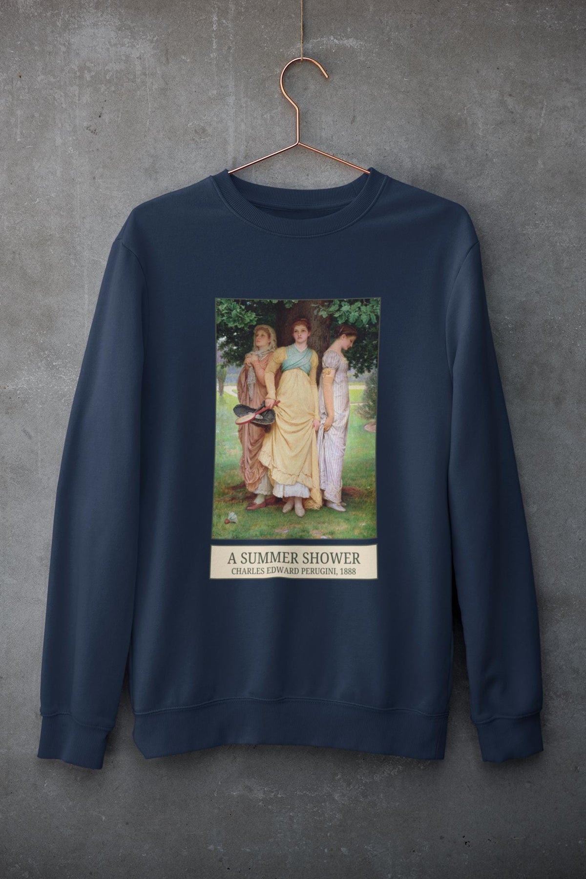 Charles Edward Perugini Art History Sweatshirt A Summer Shower 19th Century European Art Victorian History Famous Paintings of Women Sweatshirt – Everyday Comfort · High-Quality Print