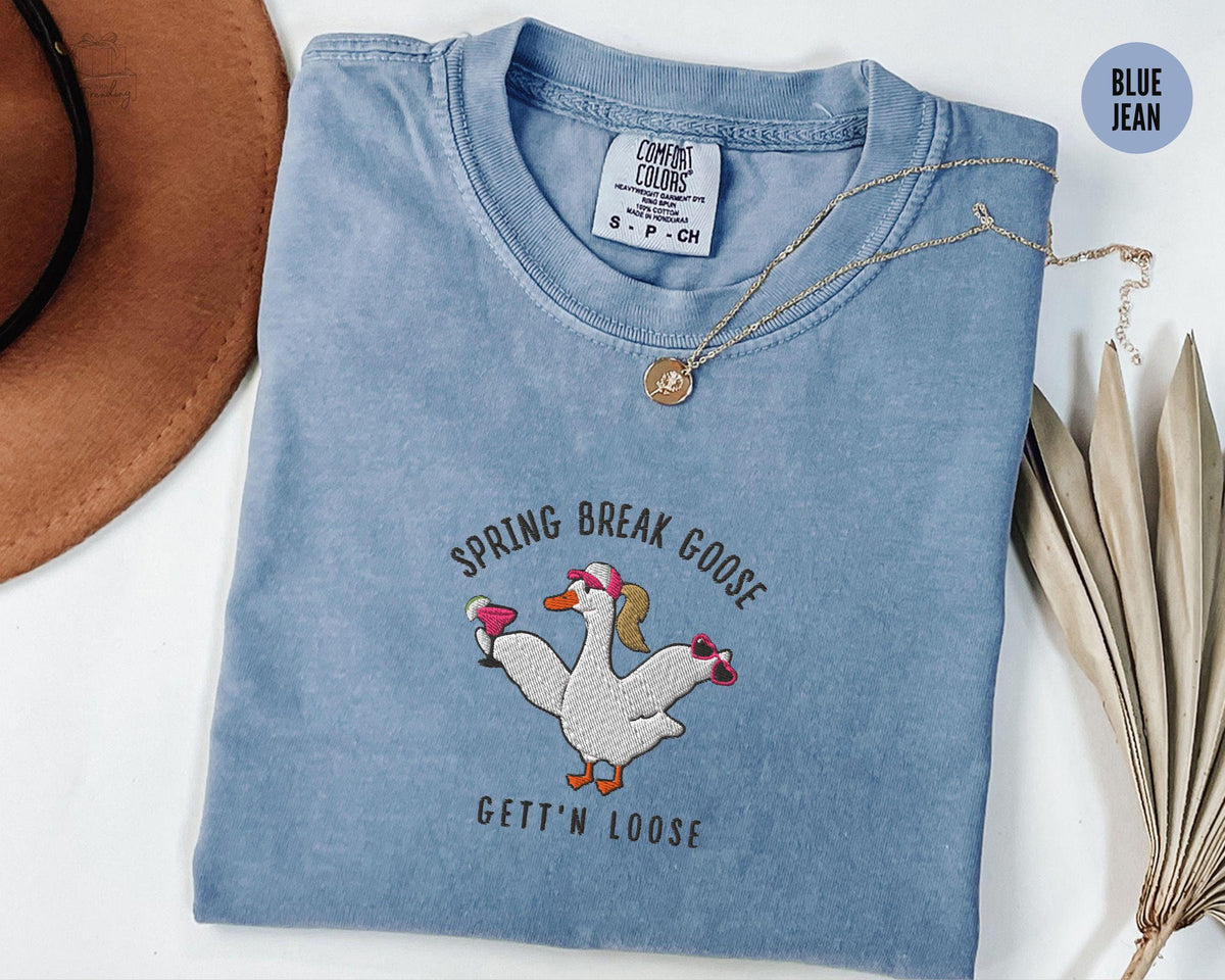Embroidered Silly Goose Spring Break Shirt Matching Girls Beach Trip Tshirt Vacation 2025 Shirt Weekend Getaway Gift Sisters Cruise Graphic Tee – Aesthetic Look · Great Gift For Fans