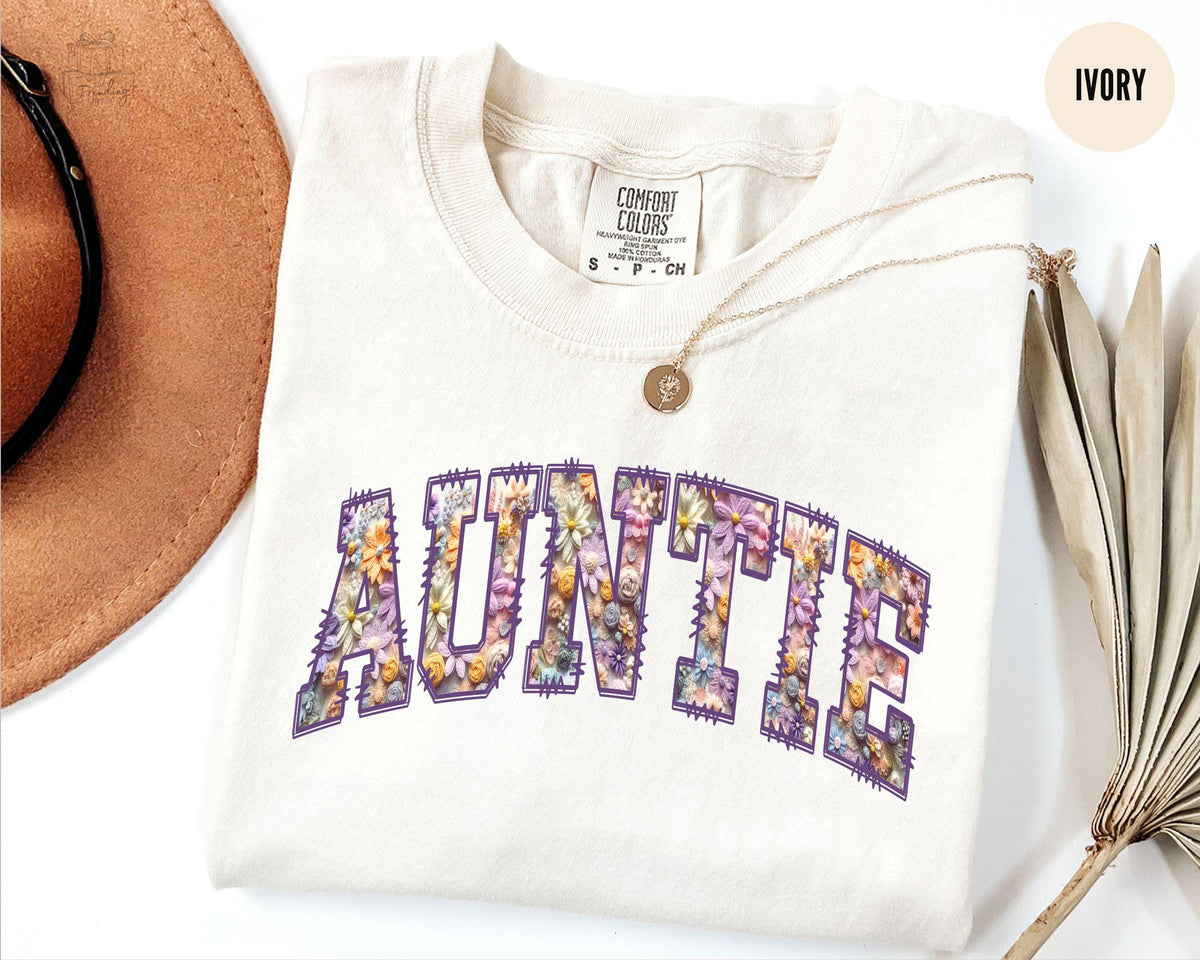 Auntie Shirt Custom Floral Auntie Tshirt Cool Aunt ClubPregnancy Announcement for Sister Personalized Aunt Birthday Gift Graphic Tee – Easygoing Wear · Perfect For Daily Wear