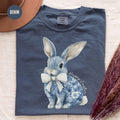 Happy Easter Chinoiserie Bunny Shirt Womens Easter TShirt Cute Coquette Bunny Gift Floral Bunny Tee Easter Sunday Outfit Graphic Tee – Everyday Comfort · Great Gift For Fans
