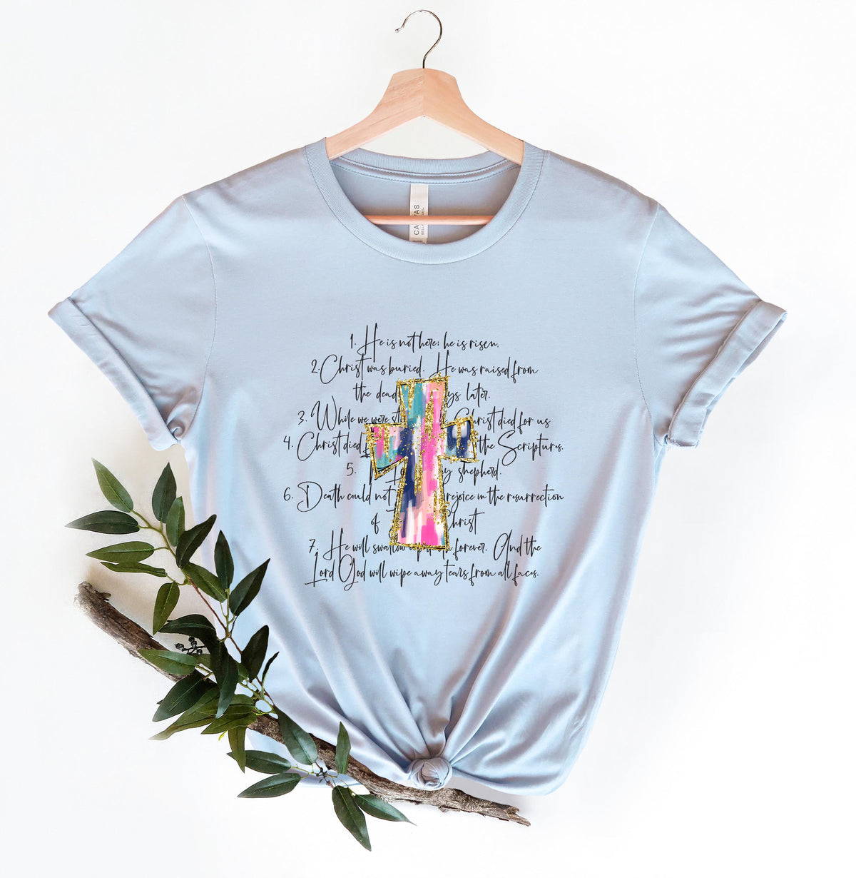 Christian Easter Shirt He Is Risen TShirt Easter Gift Happy Easter Sweater Religious 7 Bible Verse Shirt Brush Stroke Easter Cross Graphic Tee – Feel-Good Design · Trending Graphic Apparel