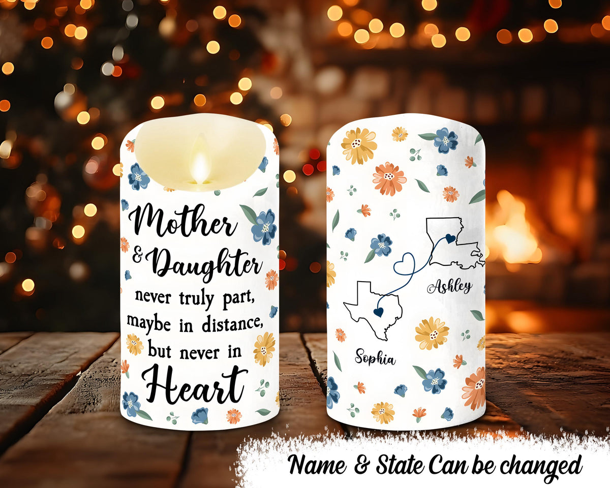 Mother And Daughter Never Truly Part Personalized Mother39s Day Gift Custom Flameless Led Candle Long Distance Gift Daughter Moving Gift Graphic Tee – Soft Feel · Top Pick For Any Outfit