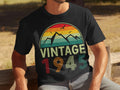 Vintage 1945 T Shirt 80th Birthday Gift Born in 1945 Tee 80 Years Old Shirt Gildan 5000 TShirt Sweatshirt Hoodie Hoodie – Soft Feel · High-Quality Print
