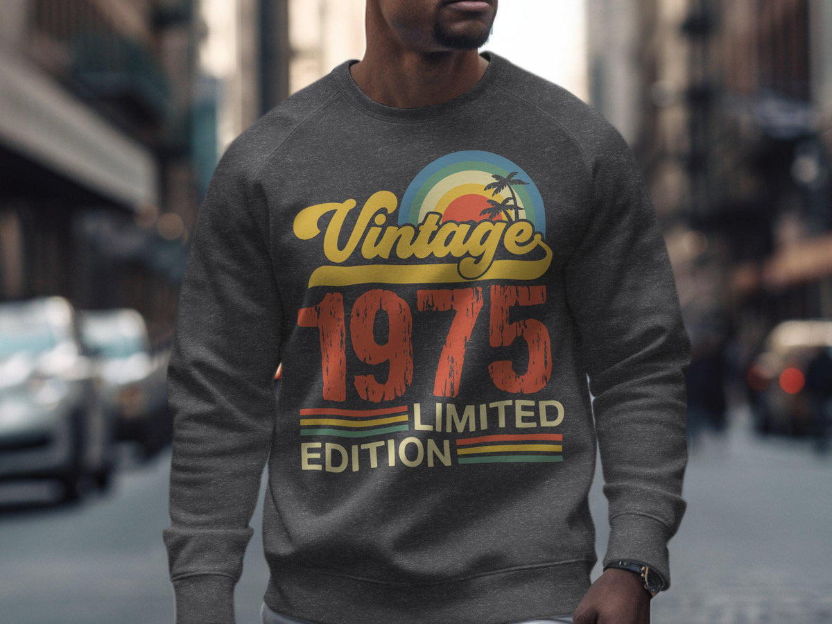 Vintage 1975 Limited Edition TShirt Sweatshirt Hoodie 50th Birthday Gift Born In 1975 50 Years Old Retro Design Hoodie – Fan Favorite · Trending Graphic Apparel
