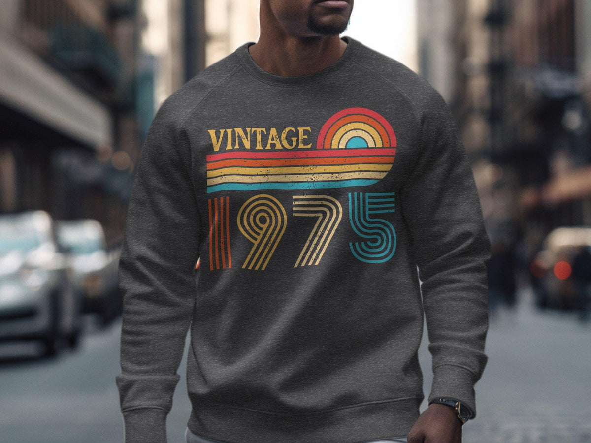 Vintage 1975 TShirt Retro Birthday Tee 50th Birthday Shirt Born In 1975 Gildan 5000 18000 18500 Sweatshirt Hoodie 50 Years Old Hoodie – Cozy Vibes · Perfect For Daily Wear