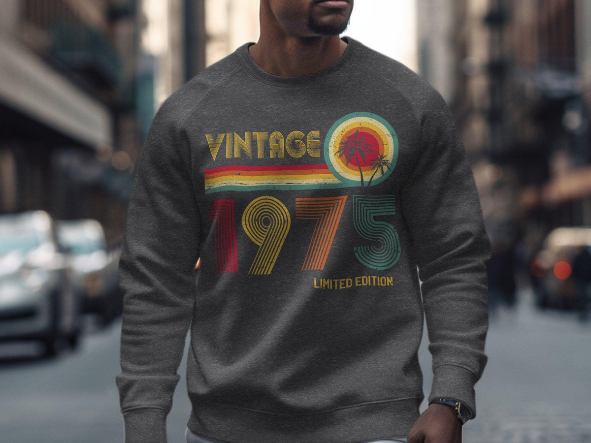 Vintage 1975 Limited Edition 50th Birthday Shirt 50 Years Old Born In 1975 Gildan 5000 T Shirt Gildan 18000 Sweatshirt Gildan 18500 Sweatshirt – Soft Feel · High-Quality Print