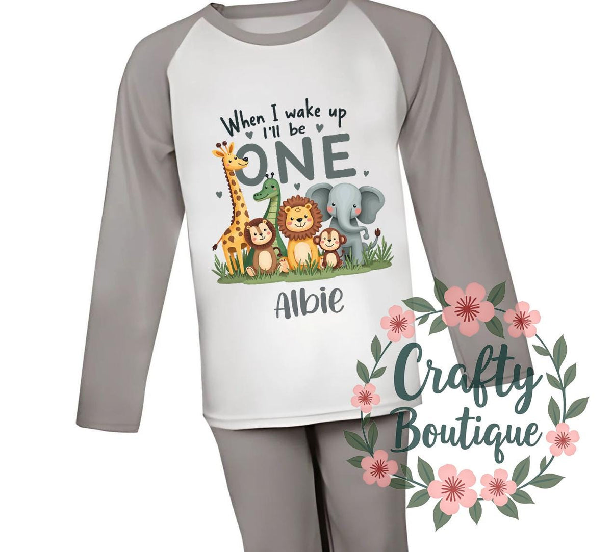 1st Birthday PJs When I Wake Up I Will Be One Pajamas Sleep Suit Baby Grow First Birthday Pyjamas Nightwear Gift Cute Jungle Animals 1027 Graphic Tee – Soft Feel · Perfect For Daily Wear