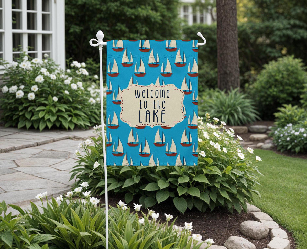 Lake House Sailboat Garden Flag Double Sided Yard Flag Nautical Theme Garden Sign Beach House Porch Flag Spring Garden Yard Decor Gift Graphic Tee – Warm & Stylish · High-Quality Print