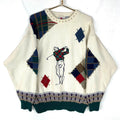 Vintage Cotton Traders Grandpa Knit Sweater Size 2XL White Argyle Chunky Golfer Graphic Tee – Aesthetic Look · Trending Graphic Apparel