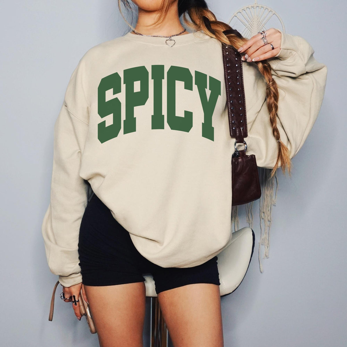 Spicy Crewneck Varsity Sweatshirt Funny Sweatshirt Gifted For Her Sarcastic Sassy Shirt Cute Sweatshirts For Women Cozy Sweatshirt Sweatshirt – Everyday Comfort · Must-Have Style