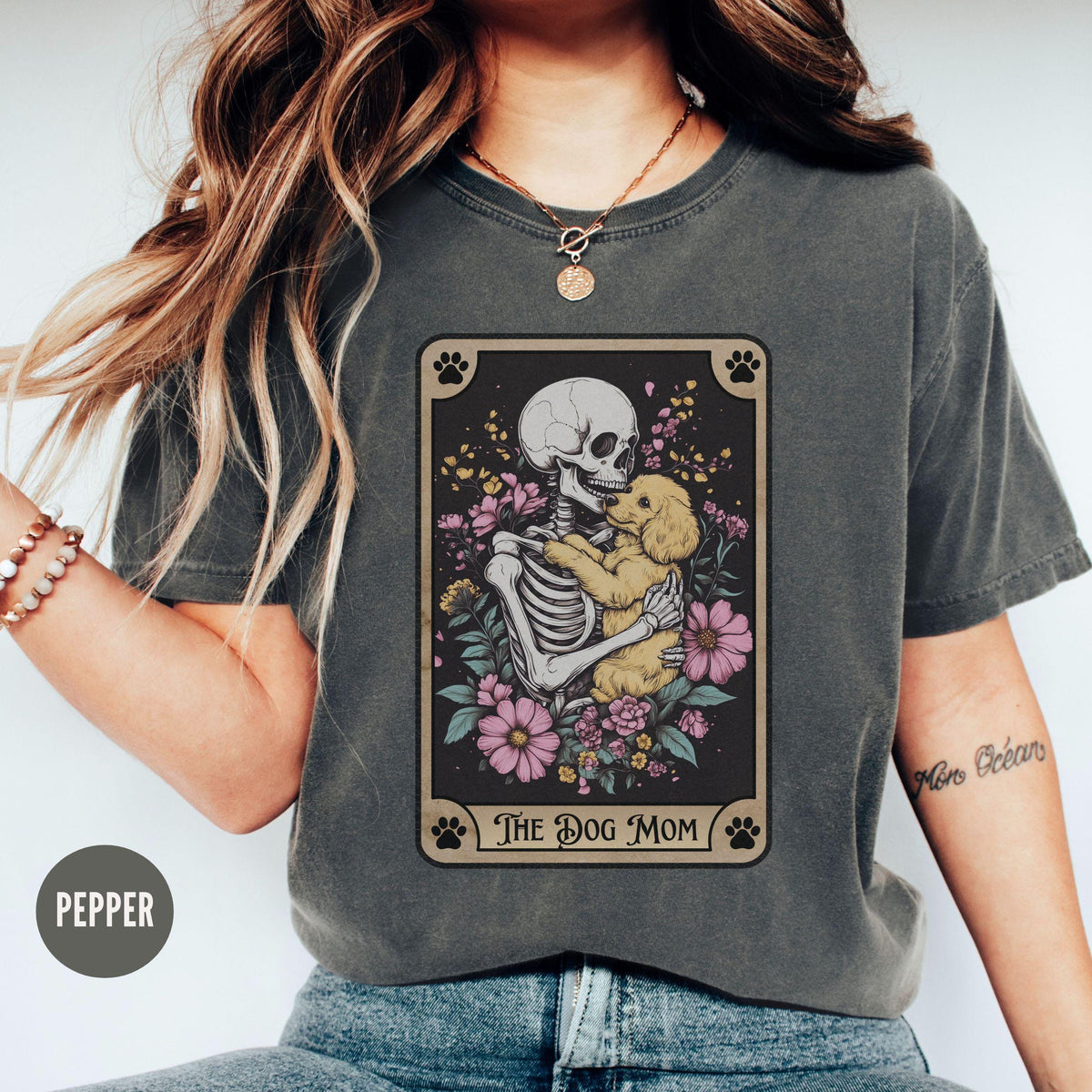 The Dog Mom Tarot Card Shirt Golden Doodle Dog Mom Gift Comfort Colors Golden Retriever Mother39s Day Shirt Retro Skeleton Dog Lover Tee Graphic Tee – Feel-Good Design · Great Gift For Fans