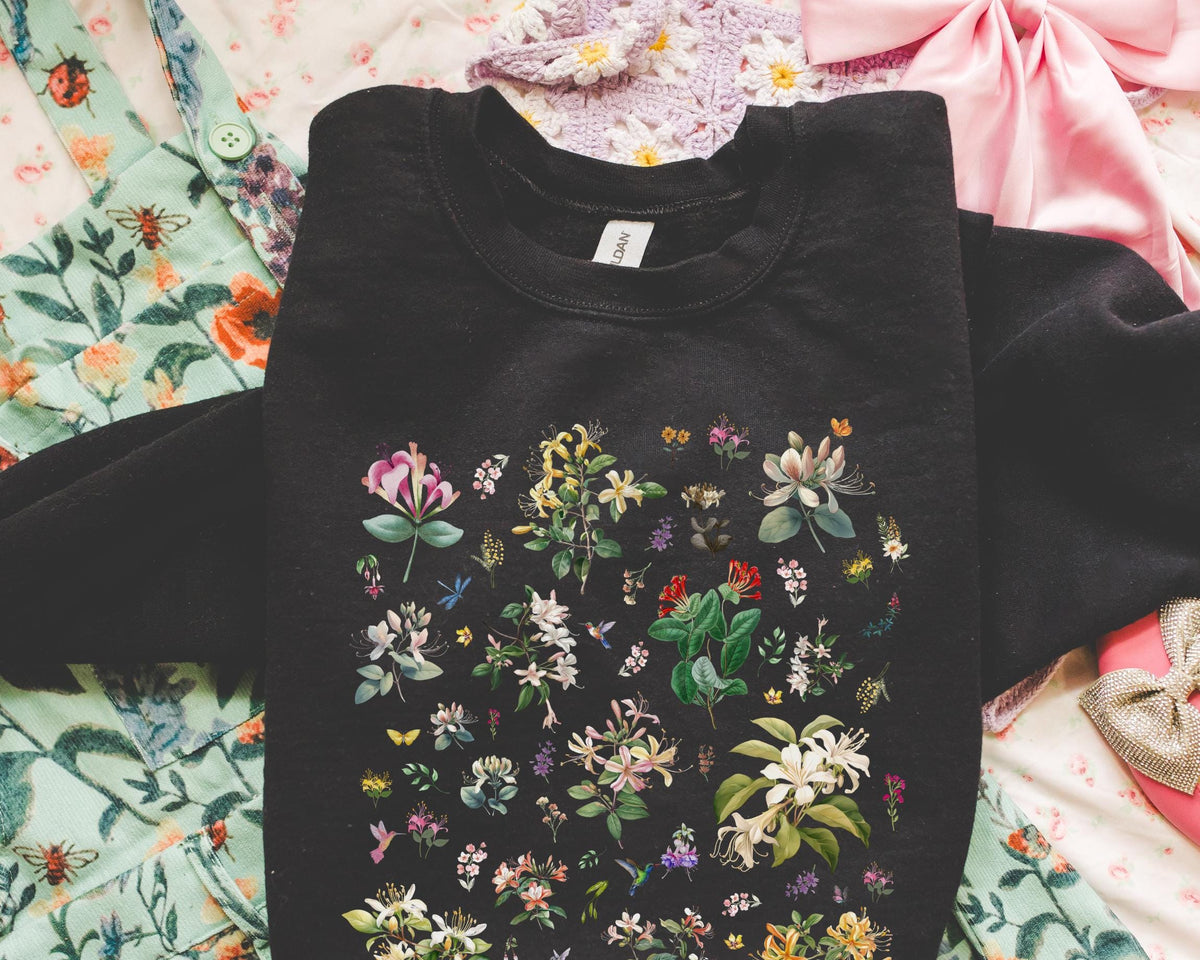 Honeysuckle Flower Sweatshirt Mom Who Loves Flowers June Birth Month Gift for Mother39s Day Cute Birthday Present for Daughter who Gardens Sweatshirt – Aesthetic Look · Must-Have Style
