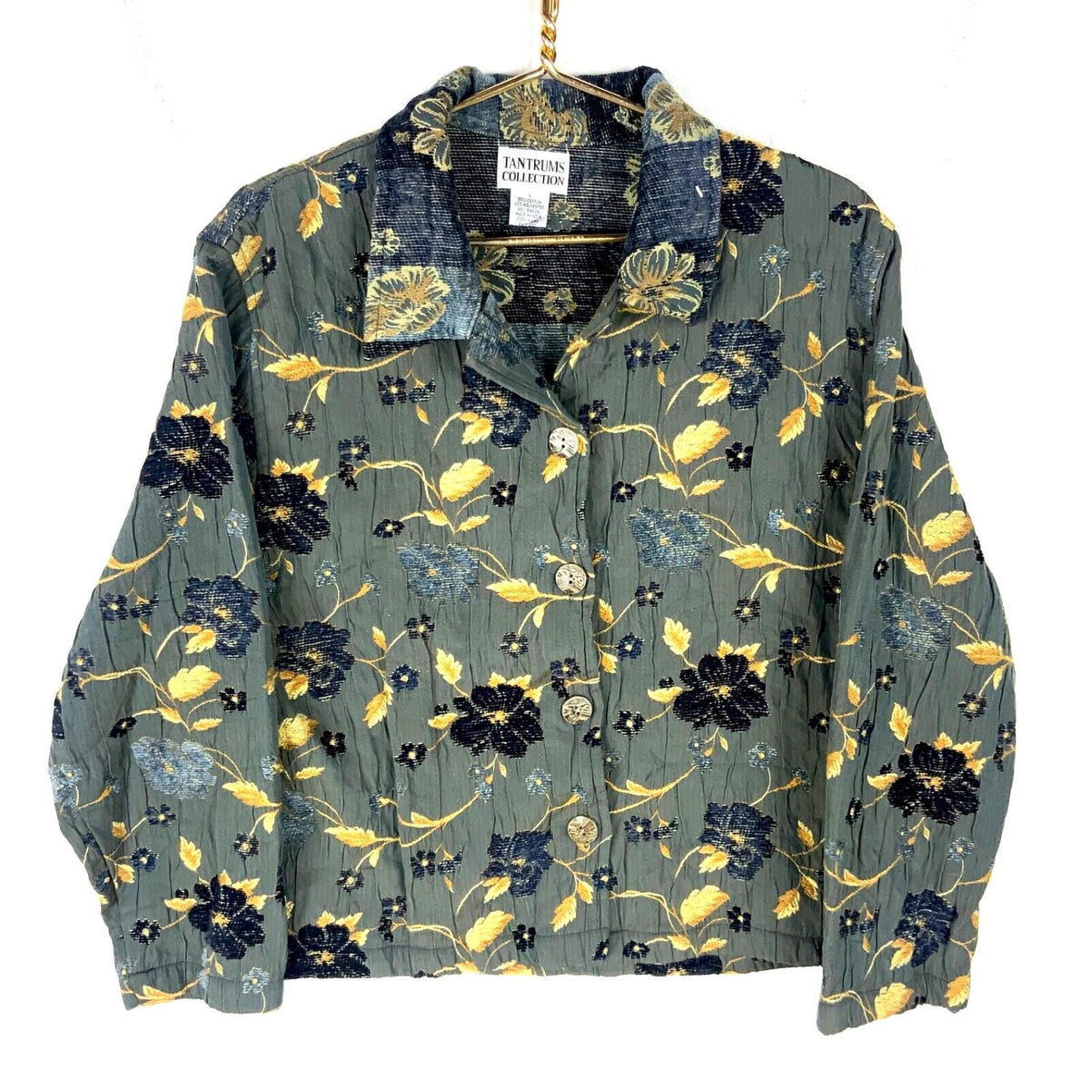 Vintage Women39s Tapestry Blazer Jacket Large Blue Floral Embroidered 90s Graphic Tee – Premium Graphic · High-Quality Print