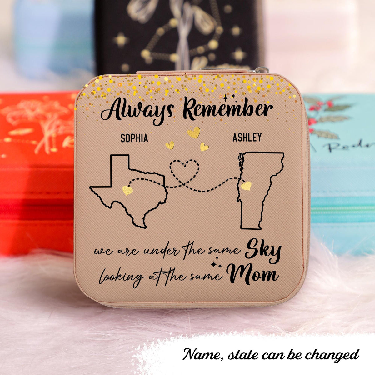 Personalised Under The Same Sky Jewelry Box Long Distance Friendship Gift Miles Apart Travel Jewelry Box Moving Away Emigration Gift Graphic Tee – Warm & Stylish · Trending Graphic Apparel