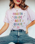 Fourth Grade Teacher Tee Shirt with Cute 90s Aesthetic Doodles Colorful Matching Teacher TShirt for Fourth Grade Crew New Teacher Present Graphic Tee – Soft Feel · Trending Graphic Apparel