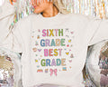 Sixth Grade Teacher Sweatshirt Cute 90s Aesthetic Doodles Colorful Matching Teacher Crewneck for Sixth Grade Crew New Teacher Present Sweatshirt – Aesthetic Look · Perfect For Daily Wear
