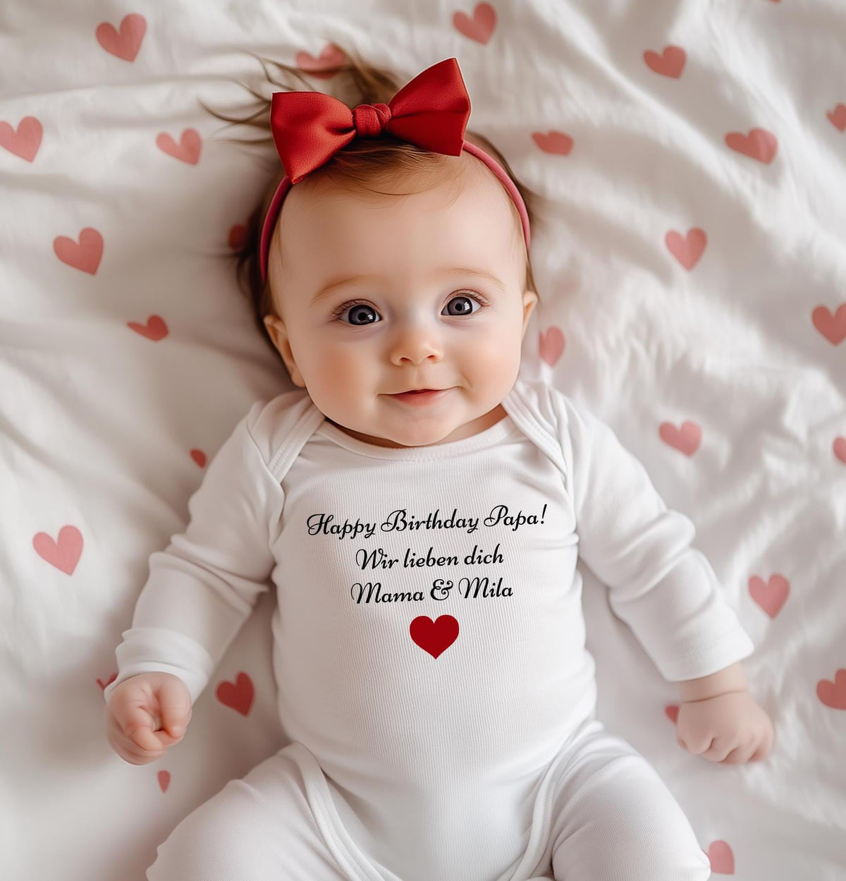 Geburtstagsgeschenk fr PapaBaby Body mit Wunschname MamaHappy Birthday Papa Baby BodyGeschenk von Mama und BabyVater Geschenkidee Graphic Tee – Soft Feel · High-Quality Print
