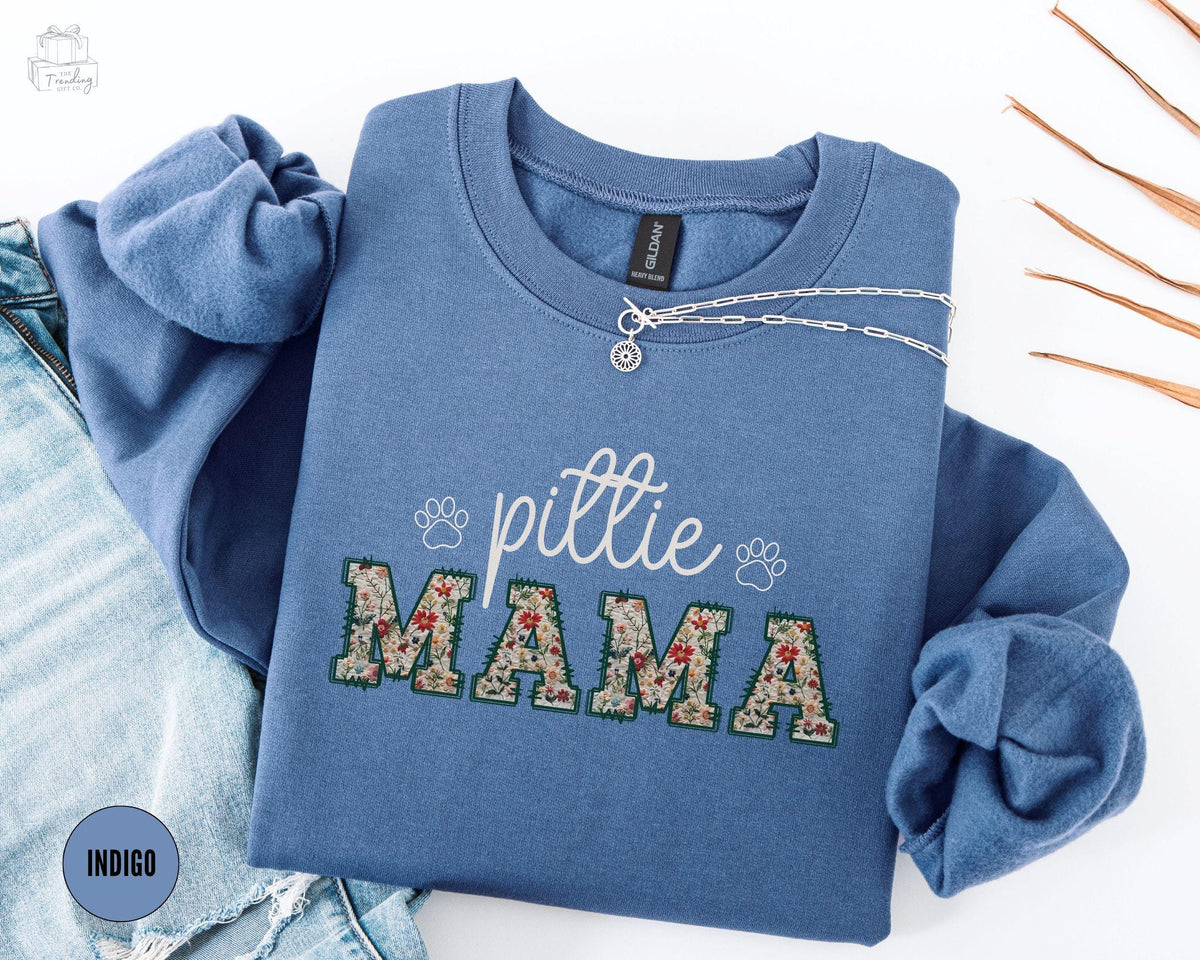Pitbull Mom Sweatshirt Pittie Mama Floral ShirtPit Bull SweaterBully Breed Dog Crewneck Dog Lover Mothers Day GiftNew Pet Owner Present Sweatshirt – Soft Feel · Great Gift For Fans