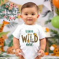 Wild One 1st Birthday Cake Smash Baby Grow Vest Tee T Shirt Custom Name Personalised Gift Outfit Vest First Birthday Top Jungle Theme 1001 Graphic Tee – Feel-Good Design · High-Quality Print