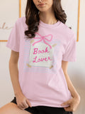 Book Lover Tee Shirt with Bow Cute Reading Teacher TShirt for Librarian or Romance Reader Book Writer Gift Idea Retro Bookworm Tee Graphic Tee – Easygoing Wear · Must-Have Style